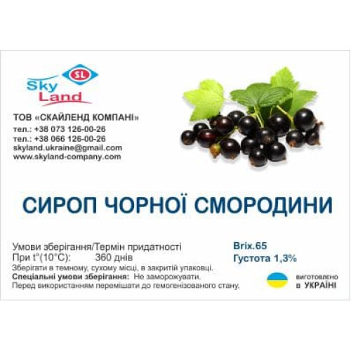 Сироп смородиновый черная смородина 62-65 Вriх, густота 1.3% 1 кг Сироп смородиновый черная смородина 62-65 Вriх, густота 1.3% 1 кг